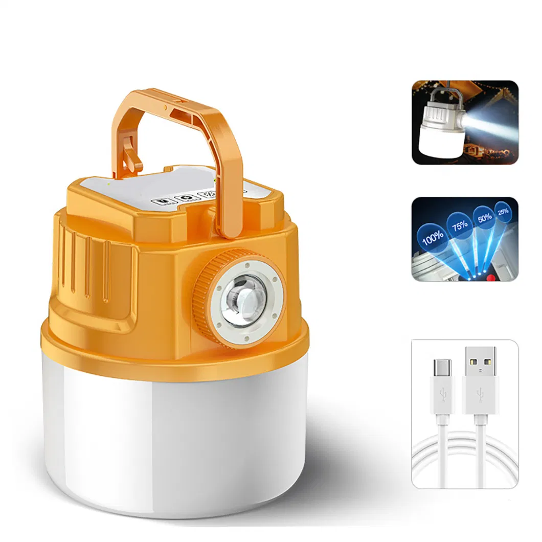 Camping Lanterns Solar Power Rechargeable USB Chargeable Mini Portable Light Flashlight for Emergency, Hurricane, Outdoor Ci24206