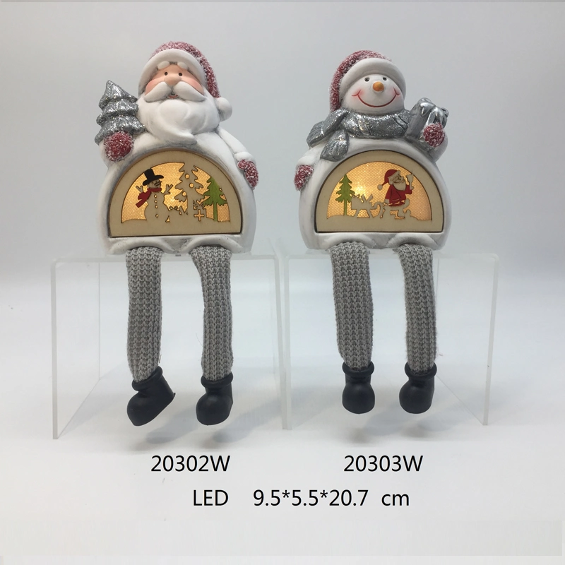 Ceramci Santa Clause Sitting on Snowing Village House lantern, Hanging Christmas Night Light Lamp for Home and Party Decoration