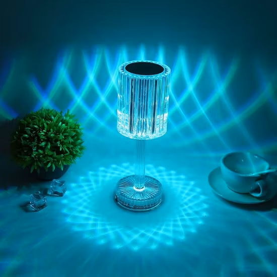 Décorations de Noël Table de salon Décor à la maison Lampe hexagonale de musique de neige